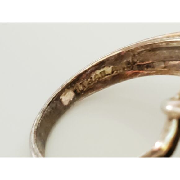 Vintage Sterling Silver Sunflower Ruby and Marcasite Ring - Picture 5 of 7